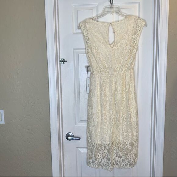 JUNE & HUDSON IVORY HI LOW SLEEVELESS LACE DRESS Size Medium - Picture 8 of 14